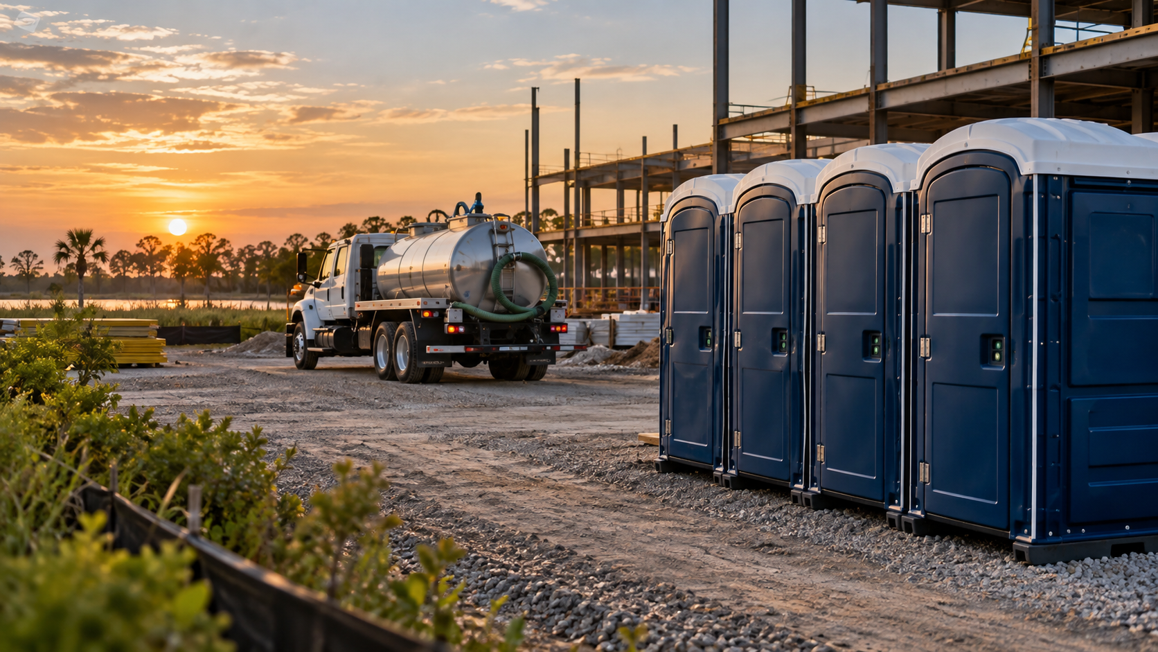 Clean portable restrooms ready for delivery in the Kenner area